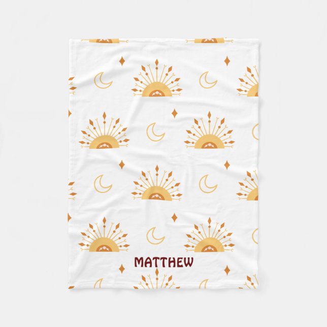 Couverture Polaire Cute jaune Boho Celestial Motif sans joint (Devant)