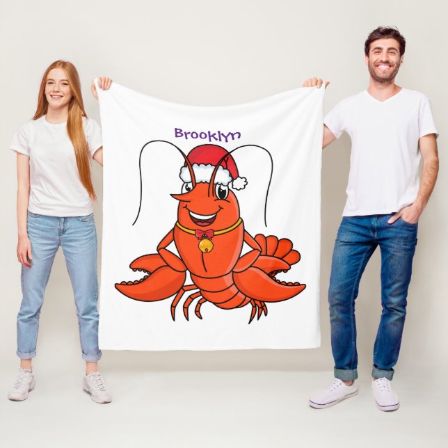 Couverture Polaire Cute joyeux homard portant le dessin du casquette  (En situation)