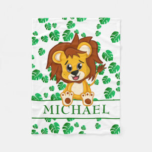 Couverture Polaire Cute Jungle Safari Lion Animaux Enfants