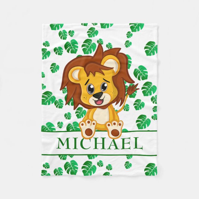 Couverture Polaire Cute Jungle Safari Lion Animaux Enfants (Devant)