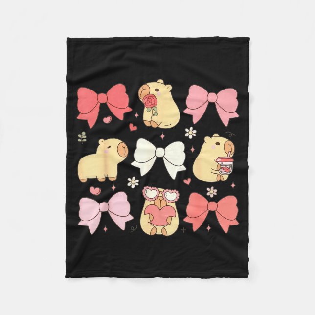 Couverture Polaire Cute Kawaii Animals And Nk Coquette Bows Aesthetic (Devant)