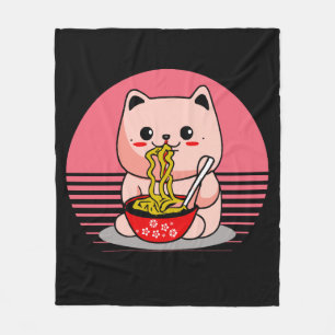 Couverture Polaire Cute Kawaii chat ramen
