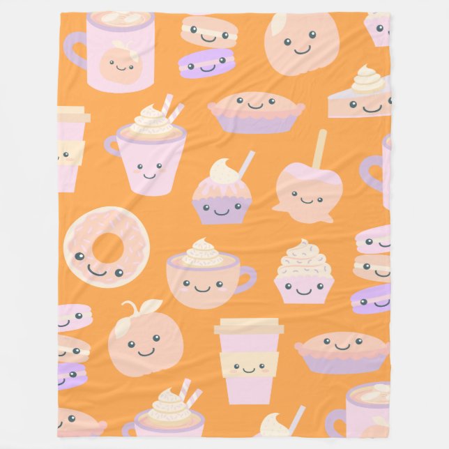 Couverture Polaire Cute Kawaii Citrouille d'automne Motif à tarte en  (Devant)