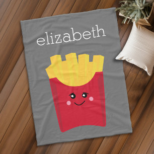 Couverture Polaire Cute Kawaii Fries françaises avec nom personnalis