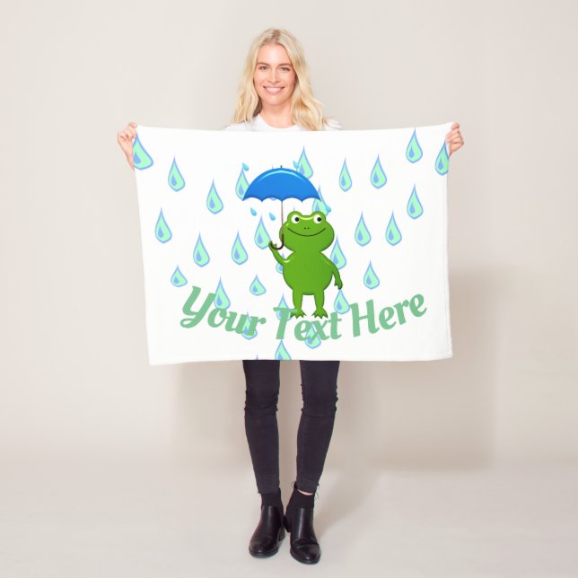 Couverture Polaire Cute Kawaii Grenouille et pluie (En situation)