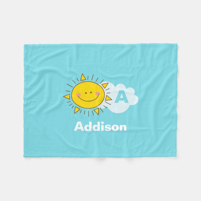 Couverture Polaire Cute Kawaii Happy Sunshine Monogram Add Your (Devant (Horizontal))