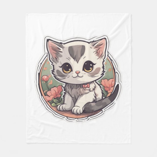 Couverture Polaire Cute Kawaii Kitten (Devant)