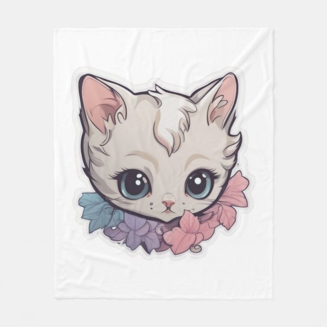 Couverture Polaire Cute Kawaii Kitten 1 (Devant)