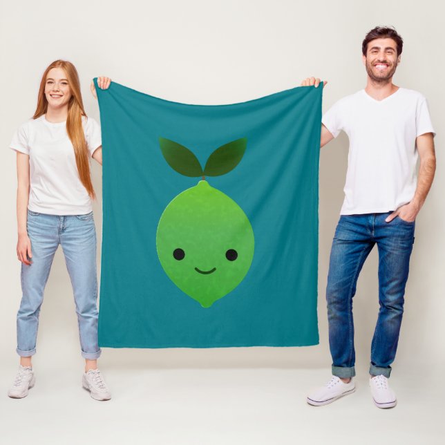 Couverture Polaire Cute Kawaii Lime (En situation)