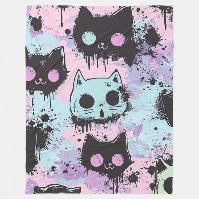 Couverture Polaire Cute Kawaii Pastel Goth Chat Déplaisant (Devant)