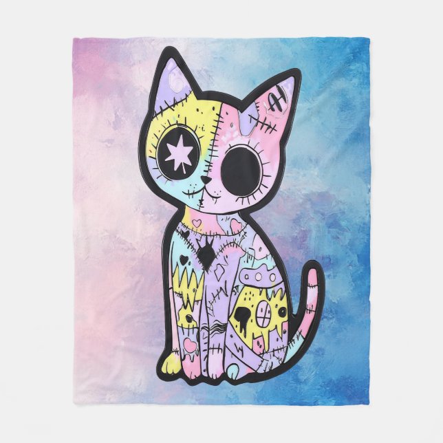 Couverture Polaire Cute Kawaii Pastel Goth Patchwork Gothique Déplais (Devant)