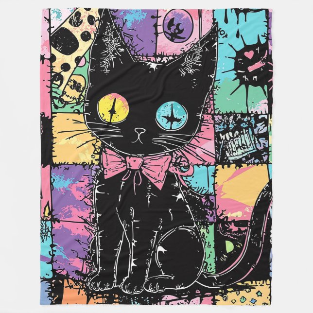 Couverture Polaire Cute Kawaii Pastel Goth Patchwork Gothique Déplais (Devant)