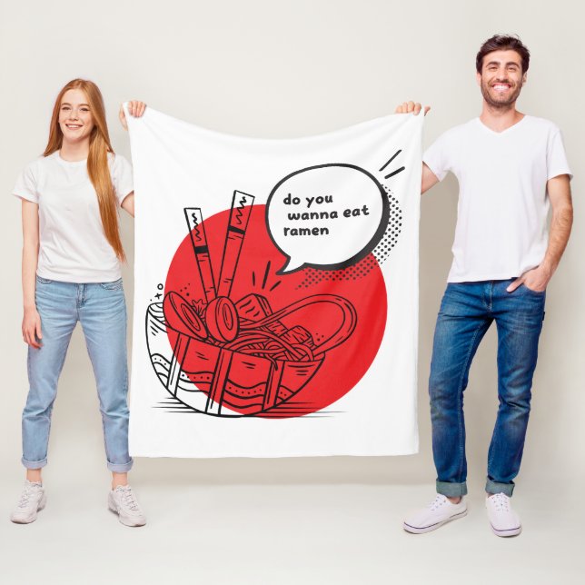 Couverture Polaire Cute Kawaii Ramen - Funny Japanese Food  (En situation)
