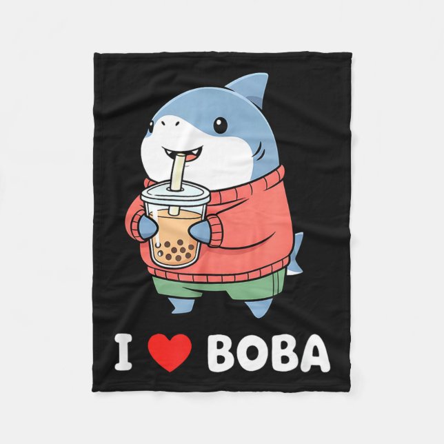 Couverture Polaire Cute Kawaii Shark Boba Tea Funny Bubble Tea Lover  (Devant)