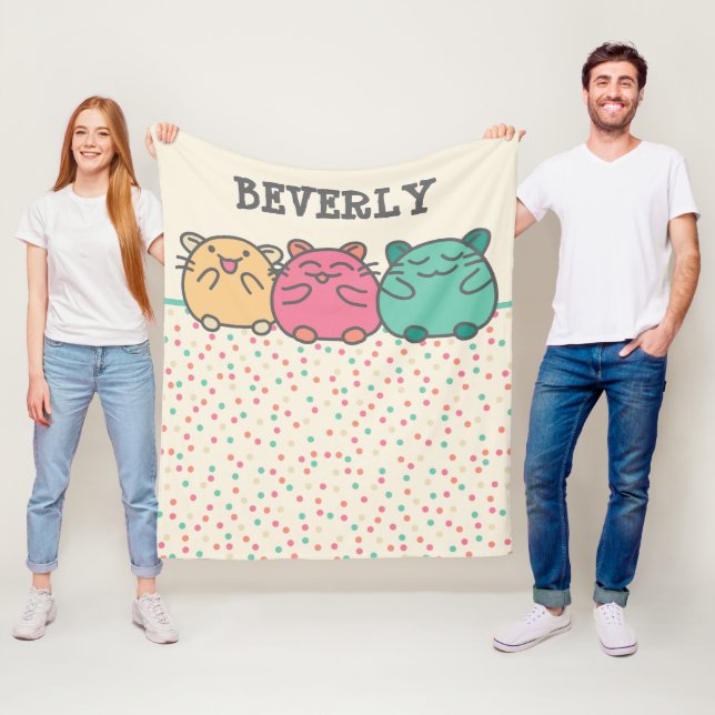 Couverture Polaire Cute Kawaii Style Hamsters de Dessin Personnalisé (En situation)