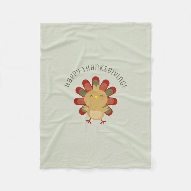Couverture Polaire Cute Kawaii Turquie Bon thanksgiving (Devant)