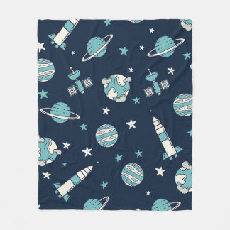 Couverture Polaire Cute Kids Space Astronaut Blue Motif