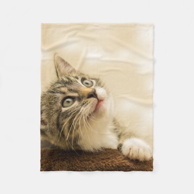Couverture Polaire Cute Kitten avec une paille étirée (Devant)