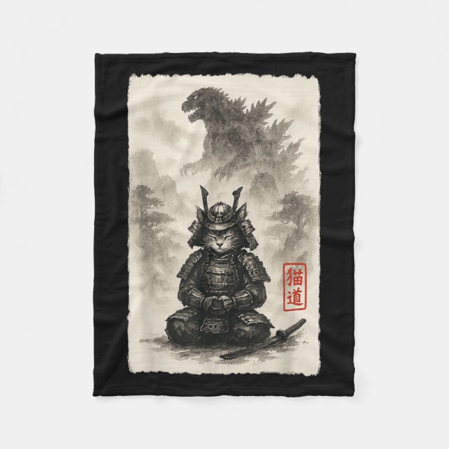 Couverture Polaire Cute Kitty Catzilla Angry Kaiju Anime Chat Monster (Devant)