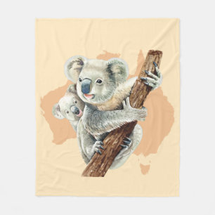 Couverture Polaire Cute Koala Maman et bébé