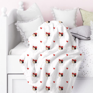 Couverture Polaire Cute Ladybug Hearts Girl Fleece Blanket