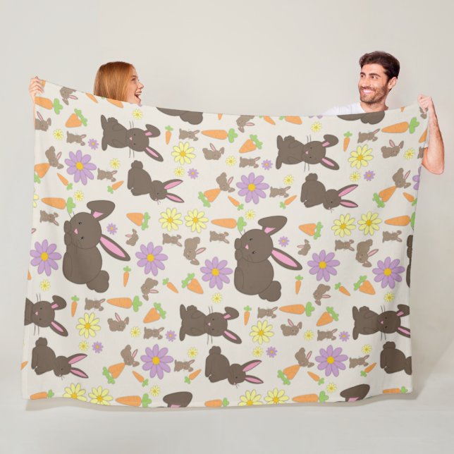 Couverture Polaire Cute lapin lapin Brown Motif Imprimer (En situation)