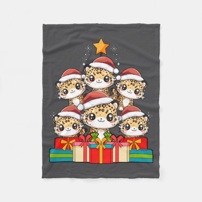 Couverture Polaire Cute Leopard Gecko Le Lizard Christmas Tree Xmas H (Devant)