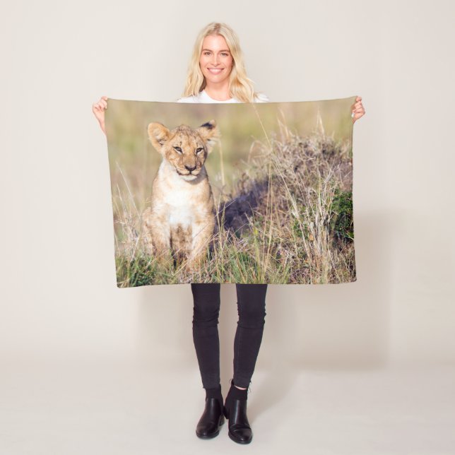 Couverture Polaire Cute lionceau en Afrique photo (En situation)