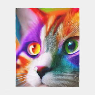 Couverture Polaire Cute Little coloré Kitty couleurs arc-en-ciel, Cha