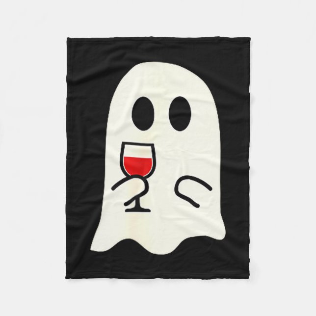 Couverture Polaire Cute Little Ghost Red Wine Gl Halloween  (Devant)