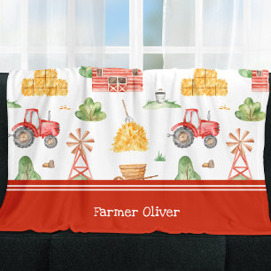 Couverture Polaire Cute Little Kids Farmer Motif avec prénom