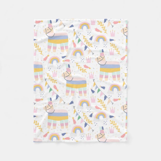 Couverture Polaire Cute Llama Rainbow Baby Nursery (Devant)