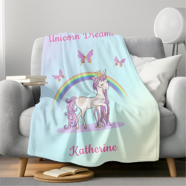 Couverture Polaire Cute Magique Arc-en-ciel Unicorn (Créateur téléchargé)