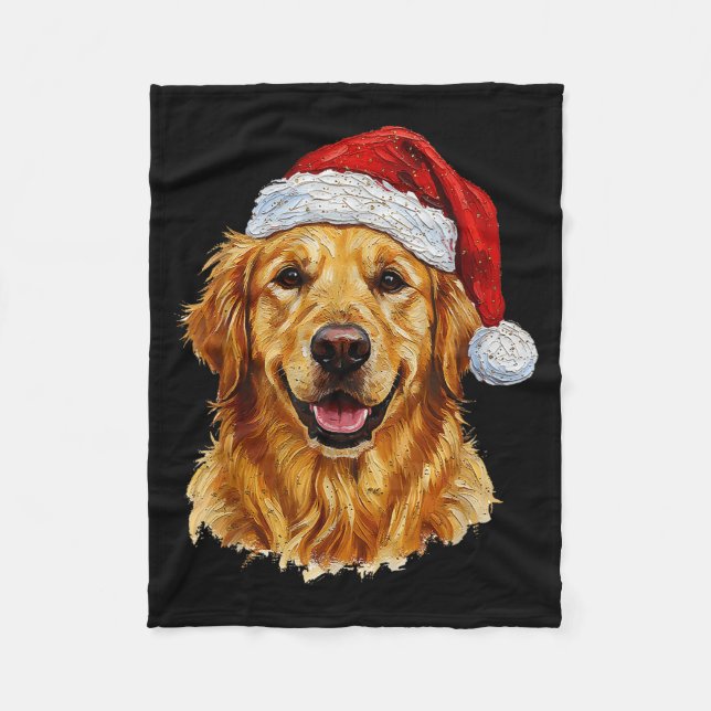 Couverture Polaire Cute Merry Christmas Golden Retriever Dog Christma (Devant)