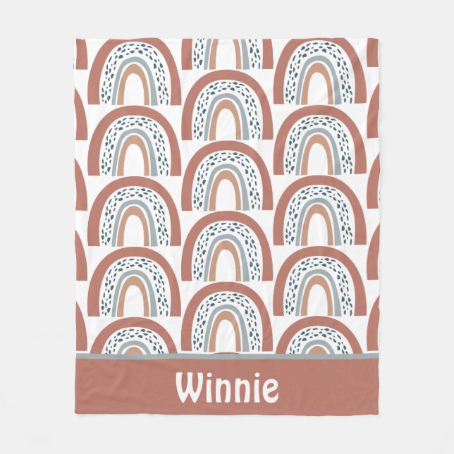 Couverture Polaire Cute moderne Boho Neutre Arc-en-ciel Blanche polai (Devant)