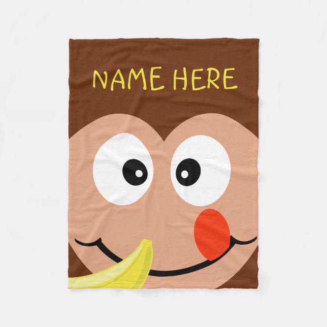 Couverture Polaire Cute Monkey Nom personnalisé Enfants Zoo Animaux (Devant)