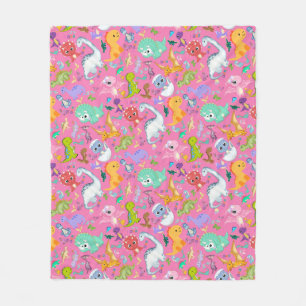 Couverture Polaire Cute Motif Dinosaur en rose