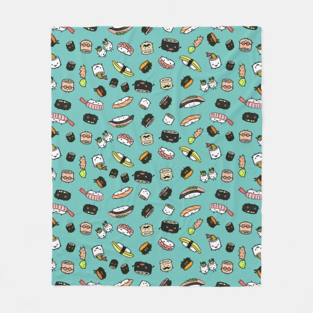 Couverture Polaire Cute Motif sushi| Personnage de Kawaii Sushi (Devant)