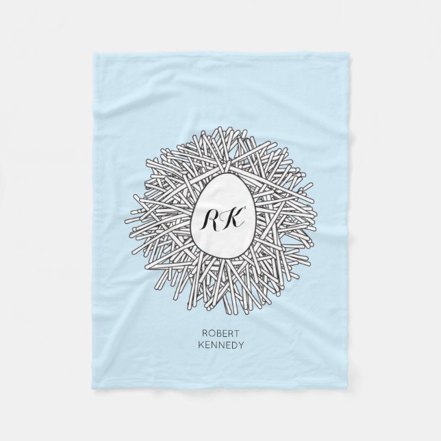 Couverture Polaire Cute Nid & Oeuf Initiales et nom personnalisés Ble (Devant)