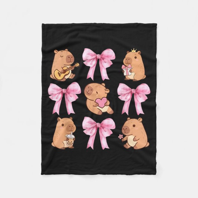 Couverture Polaire Cute Nk Coquette Bow Kawaii Capybara Lover  (Devant)