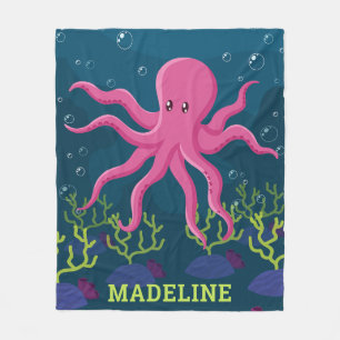 Couverture Polaire Cute Octopus Océan marin Enfants personnalisés