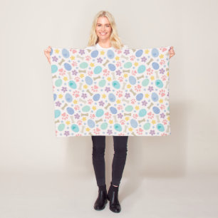 Couverture Polaire Cute OEufs de Pâques Empreinte de patte Couleurs p