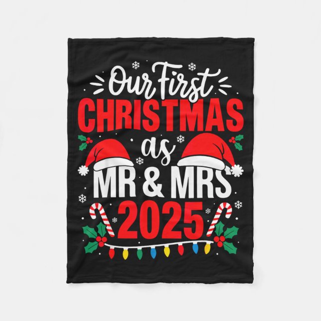 Couverture Polaire Cute Our First Christmas As Mr &amp; Mrs 2025 Coup (Devant)