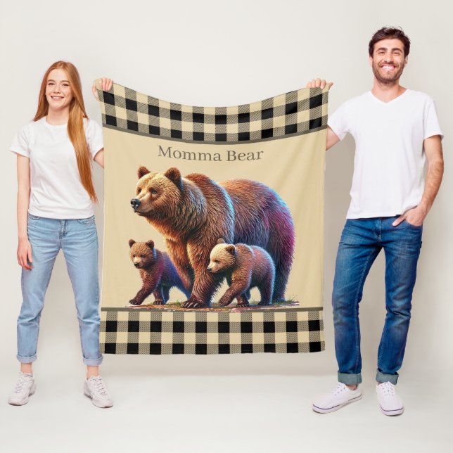 Couverture Polaire Cute ours Momma custocmizable (En situation)