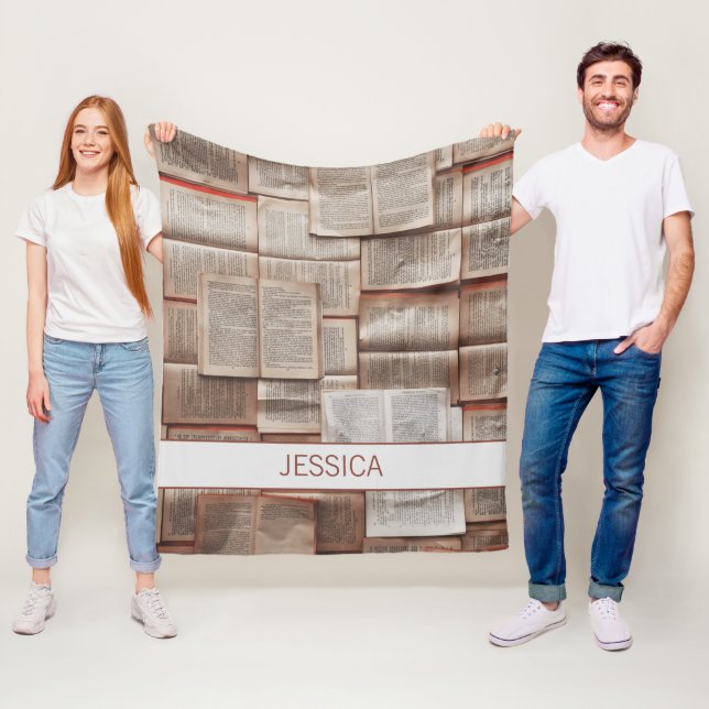 Couverture Polaire Cute Ouvert Livres Motif Personnalisé (En situation)