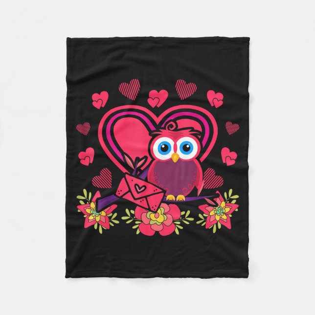 Couverture Polaire Cute Owl Valentines Day Gift Bird Owl  (Devant)