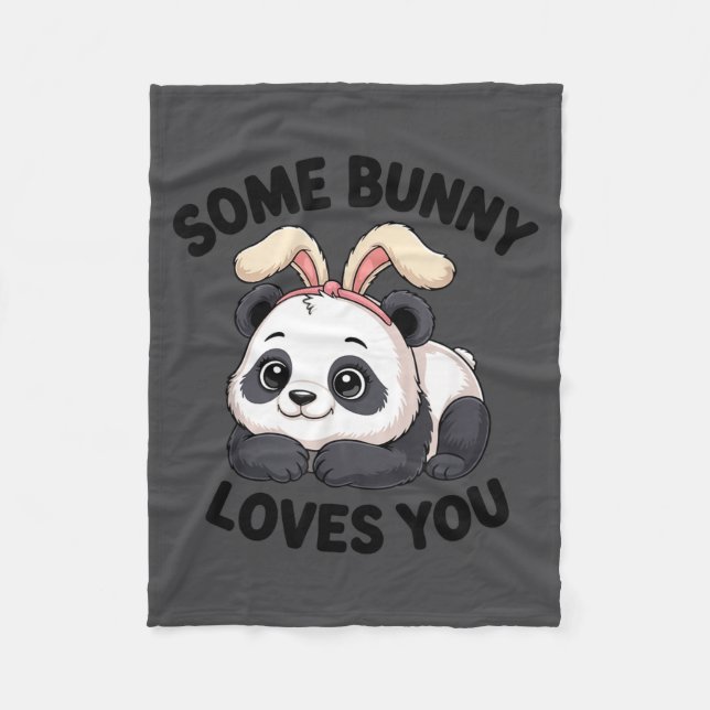 Couverture Polaire Cute Panda Bunny Some Bunny Loves You  (Devant)