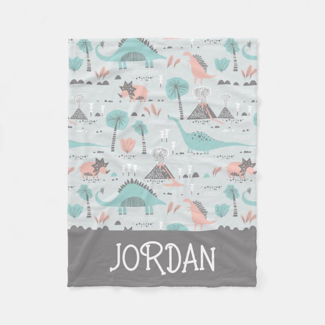 Couverture Polaire Cute Pastel Dinosaur Motif (Devant)