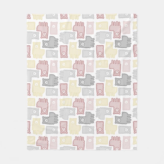 Couverture Polaire Cute Pastel Llama Puzzle Pattern (Devant)