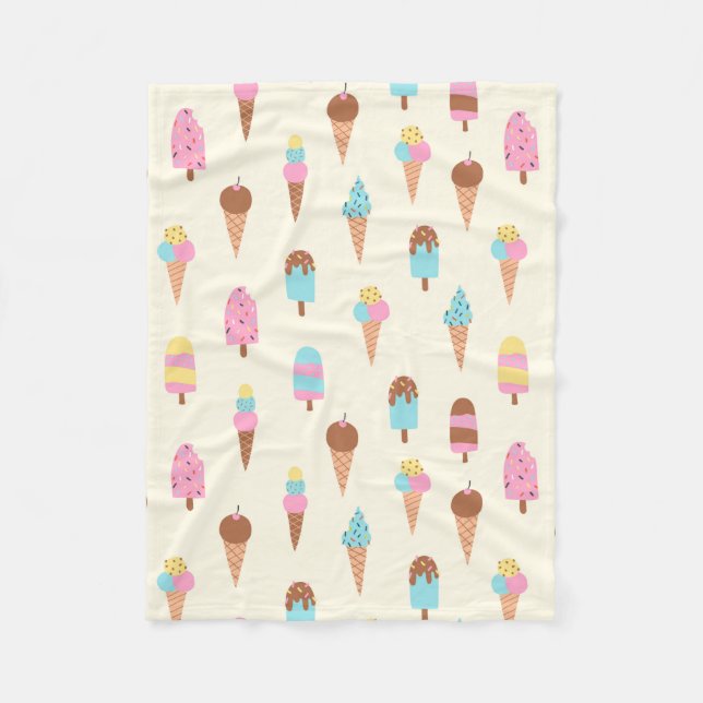 Couverture Polaire Cute Pastel Motif de crème glacée (Devant)